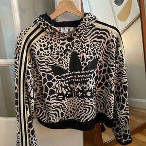 Adidas leopard cropped hoodie